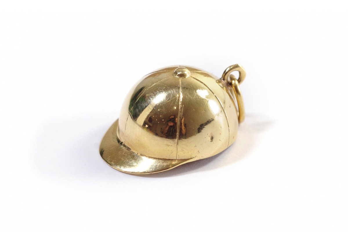 Riding Helmet Pendant In 18k Gold, Sport Jewel, Horse Riding, Sports-related Jewelry Paris 2024-photo-2