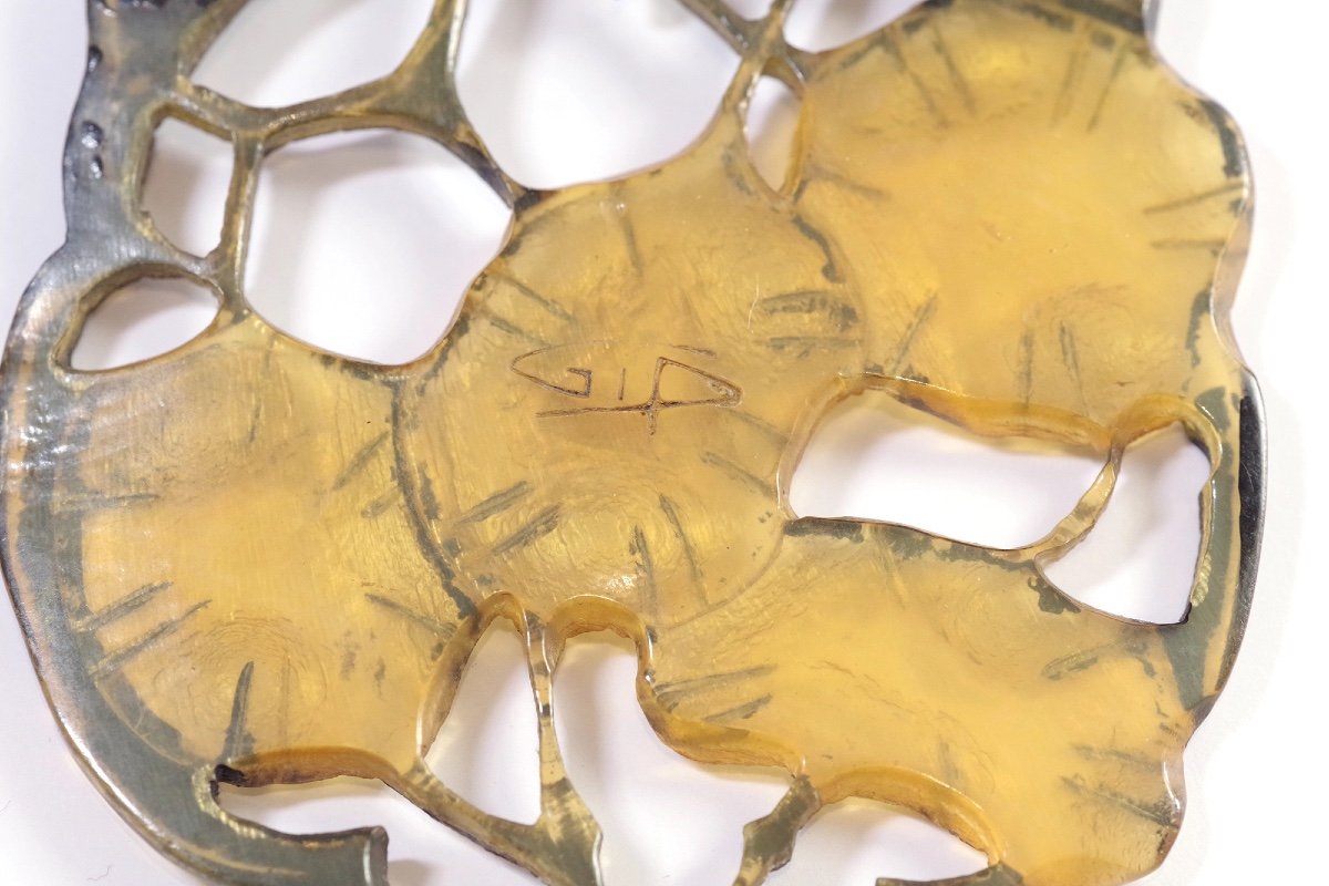 Collier Art Nouveau Gip En Corne Et Tissu, George Pierre, Monnaie Du Pape, Collier De Soie-photo-2