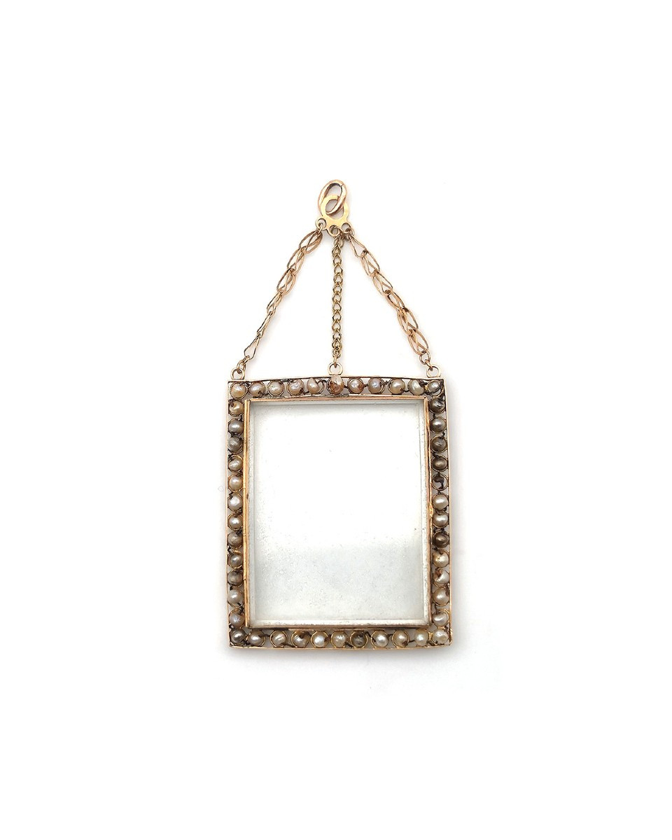 Georgian Rectangular Locket Pendant In 18k Gold, Antique Locket Pendant, Georgian Locket -photo-3