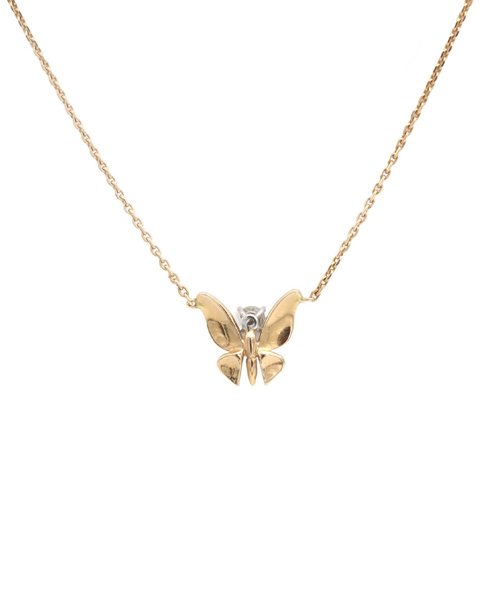 Collier Papillon Diamant En Or 18, Insecte, Bijou Animal, Diamant Taille Brillant-photo-3