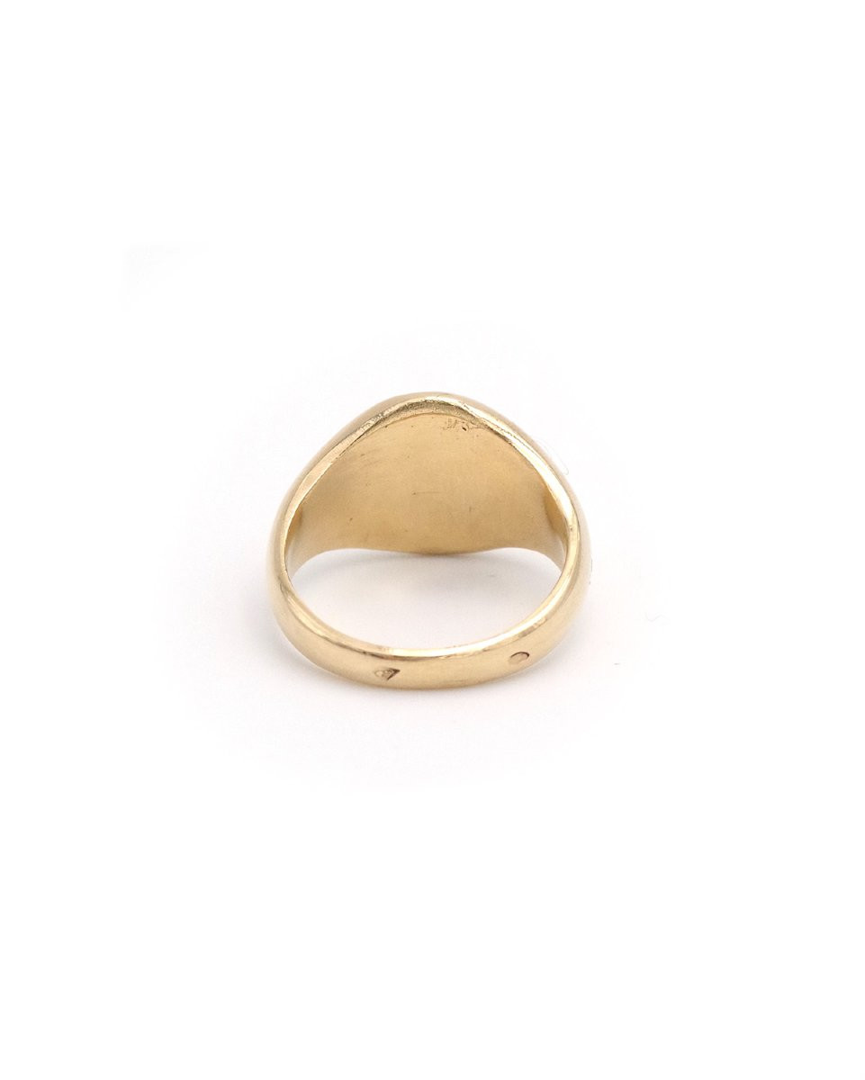 Bague Chevalière Vintage En Or 18k, Bague Vierge, A Graver, Gravure Sur Demande, Bijou Vintage -photo-2