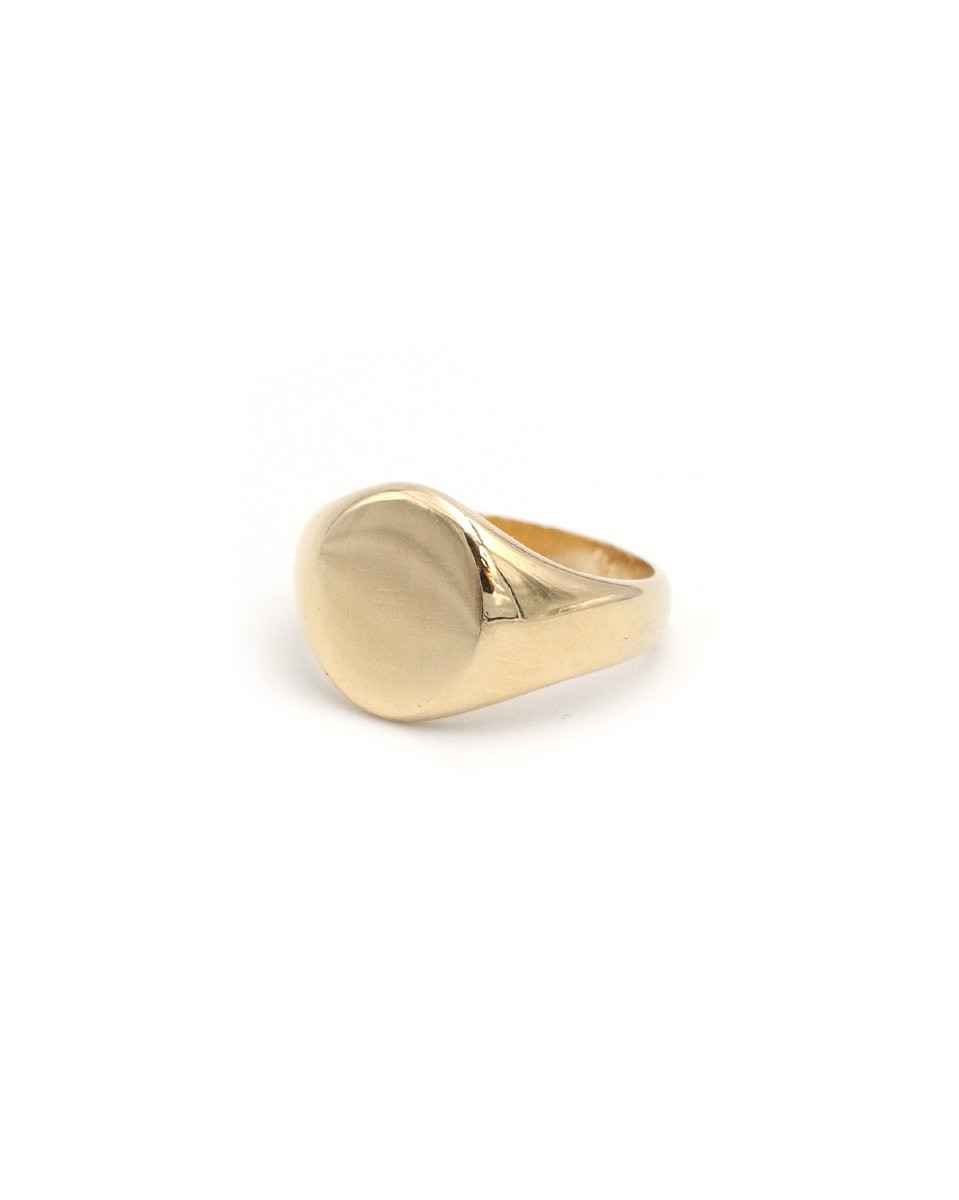 Bague Chevalière Vintage En Or 18k, Bague Vierge, A Graver, Gravure Sur Demande, Bijou Vintage -photo-3