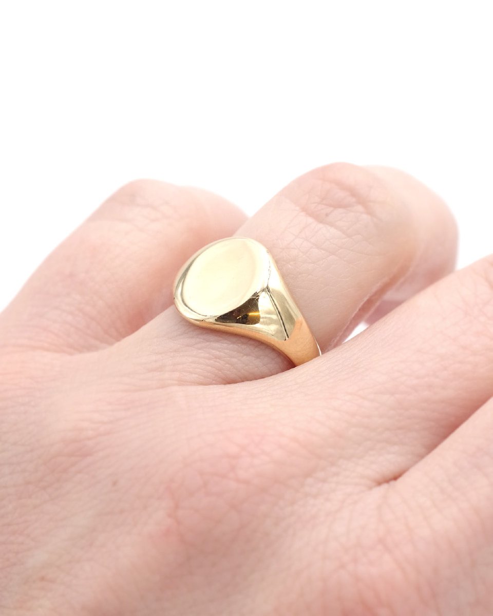 Bague Chevalière Vintage En Or 18k, Bague Vierge, A Graver, Gravure Sur Demande, Bijou Vintage -photo-2