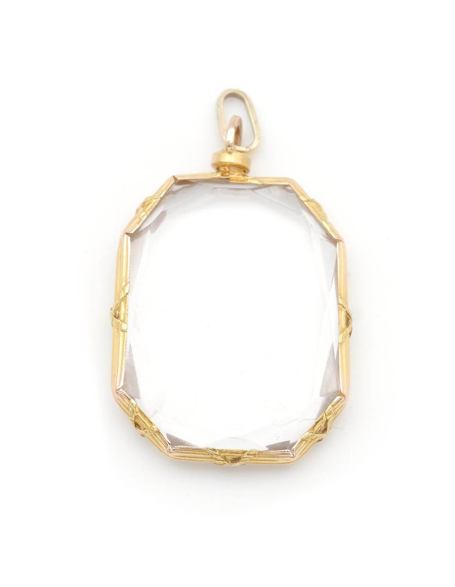 Pendentif Porte-photo Octogonal En Or 18k, Pendentif Ancien, Bijou De Sentiment, Médaillon