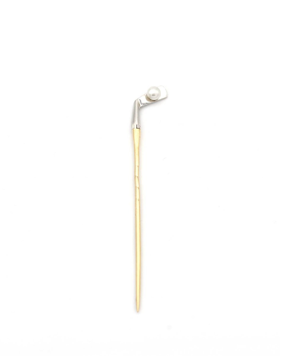 Art Deco Golf Tie Pin In 18 Karat Gold And Platinum, Art Deco Jewelry, Golf, Sport Collection-photo-3