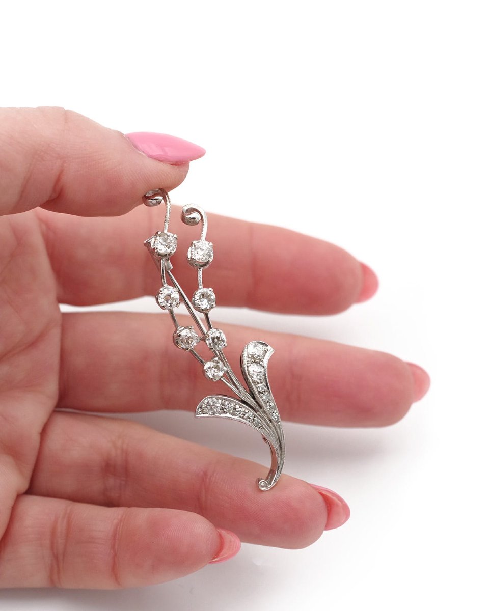 Broche Muguet Diamants Rétro En Or 18k, Mois De Mai, Brin De Muguet, Chance, Porte-bonheur -photo-4