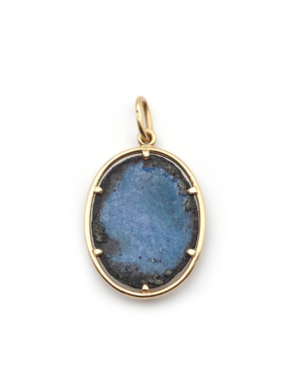 Sentimental French Friendship Pendant In Enamel And 18 Karat Gold, Mourning, Souvenir-photo-2