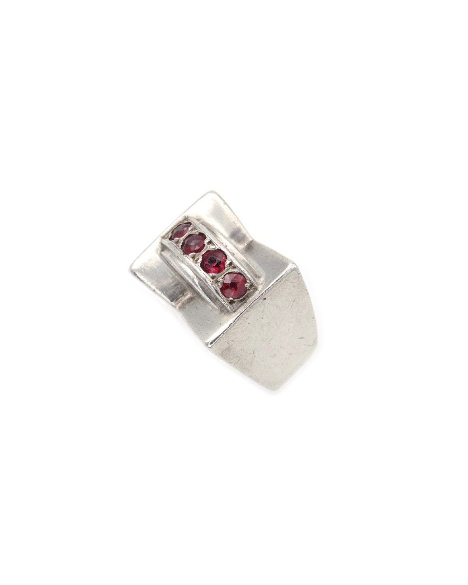 Bague Tank Grenats En Argent 800, Bague Rétro, Bijoux En Argent, Tank-photo-3