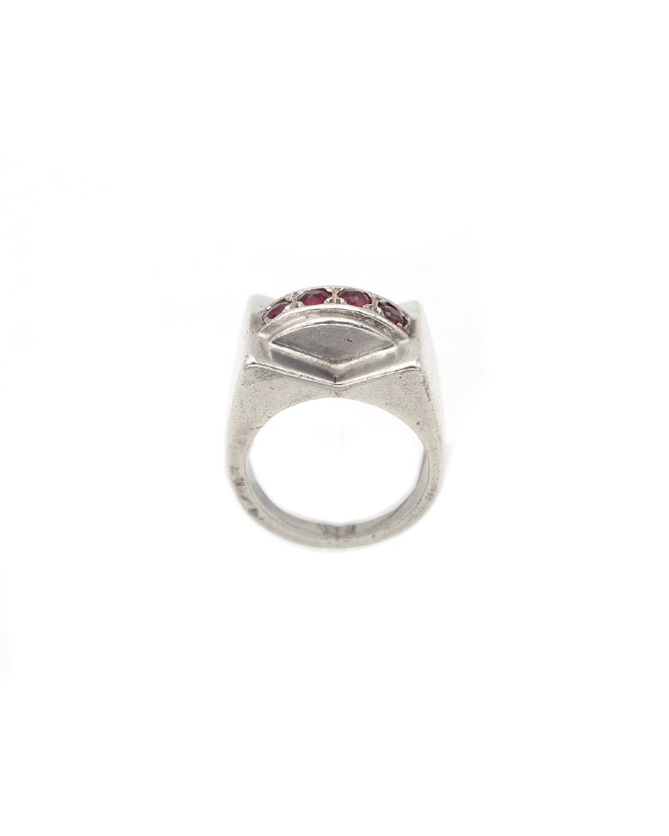 Bague Tank Grenats En Argent 800, Bague Rétro, Bijoux En Argent, Tank-photo-4