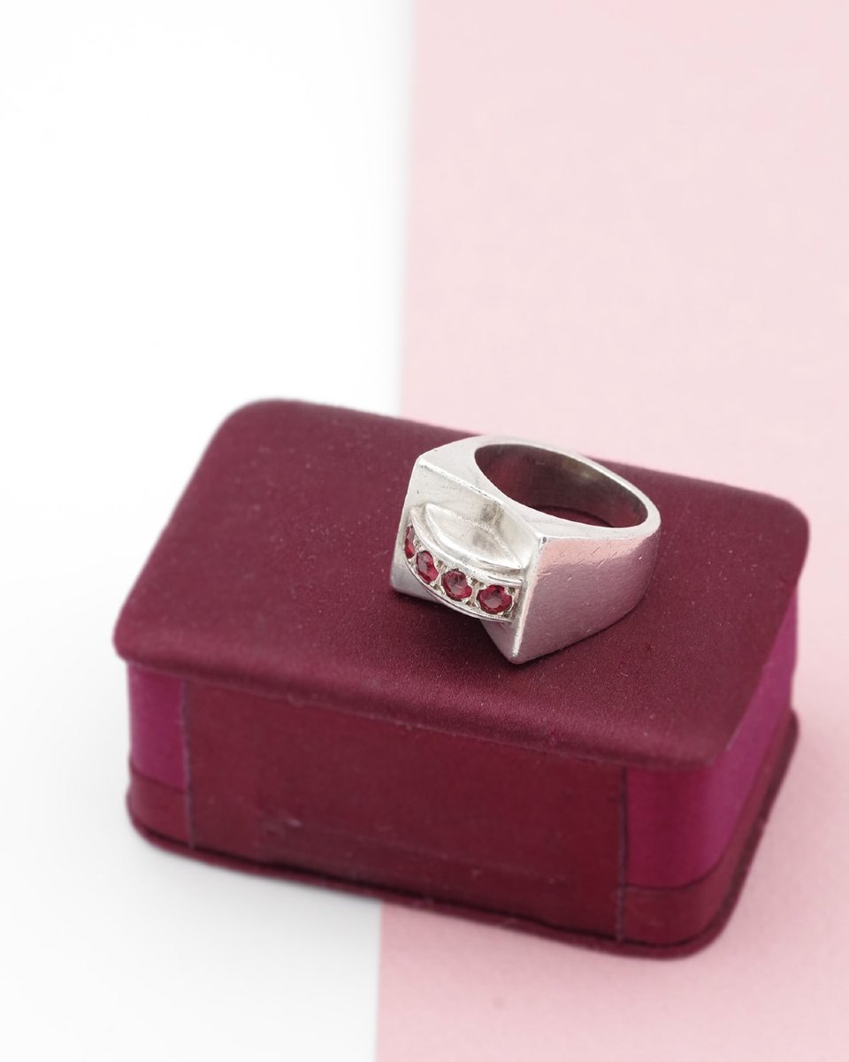 Bague Tank Grenats En Argent 800, Bague Rétro, Bijoux En Argent, Tank-photo-3