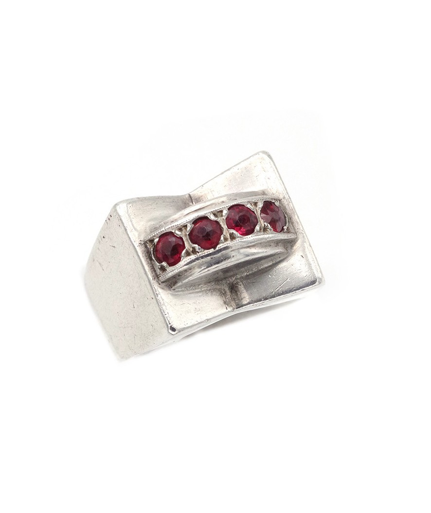 Bague Tank Grenats En Argent 800, Bague Rétro, Bijoux En Argent, Tank