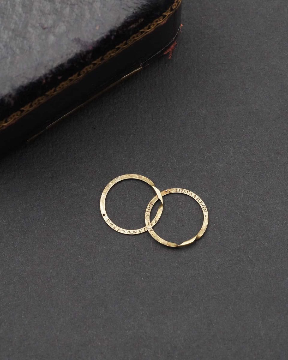 Alliance Jumelée Ancienne En Or 18k, 1842, Alliance Française Ancienne, Mariage, Fiançailles -photo-1