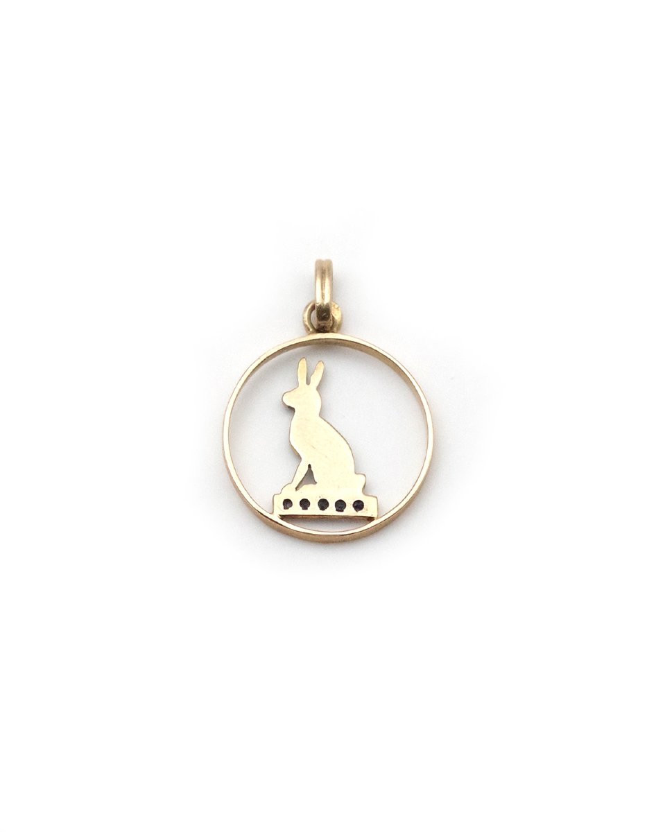 Pendentif Art Deco Lapin Blanc Porte-bonheur En Or 9 Karats, Chance, White Rabbit-photo-4
