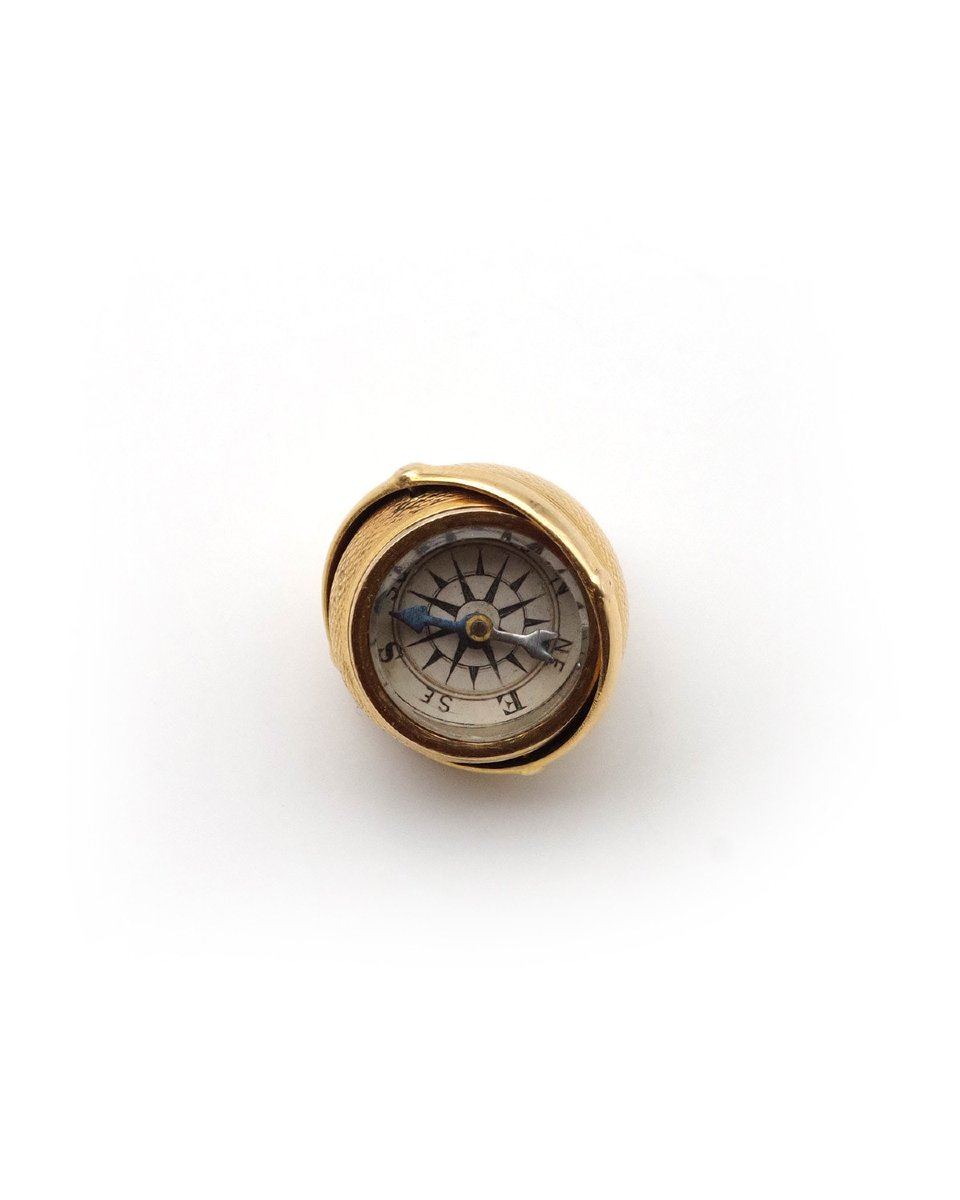 Compass Ball Pendant 18k Gold Compass Ball Pendant, Edwardian Swivel Pendant-photo-4