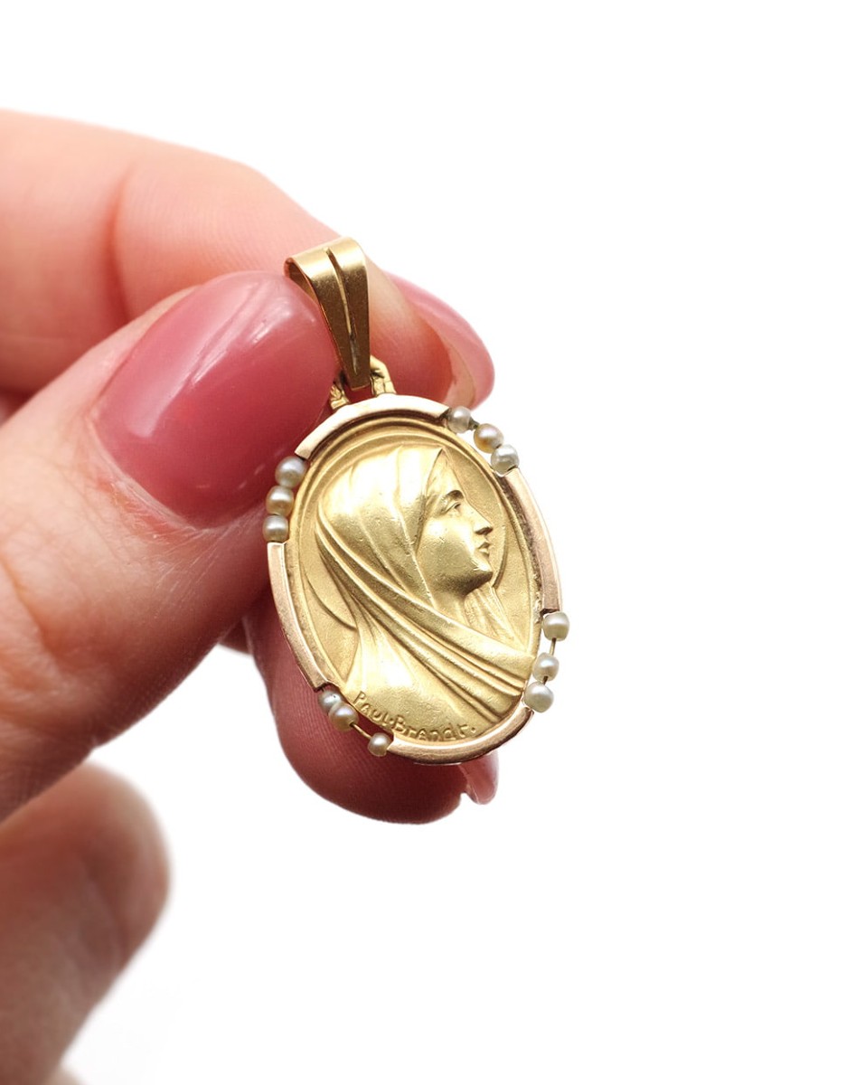 Médaille Paul Brandt De La Vierge Marie En Or 18k, Médaille Bapteme, Communion, Confirmation