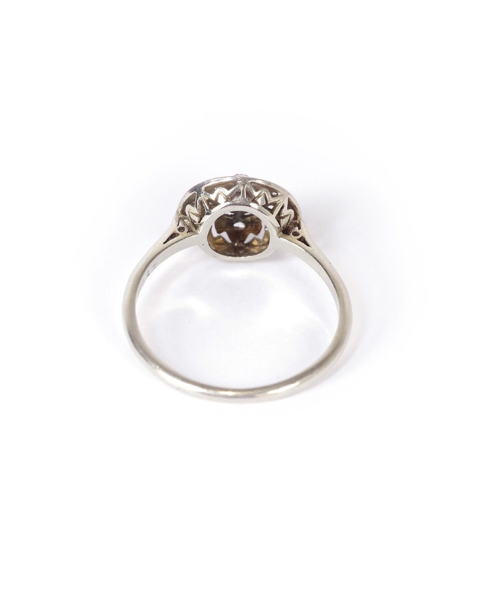 Art Deco Round Diamond Ring in 18k  White Gold And Platinum, Diamond Ring, Engagement, Wedding -photo-2