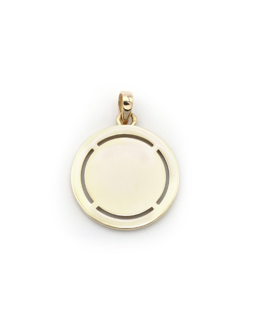 Médaille Augis halo rubis en or 18k, pendentif sentimental par Alphonse Augis, rubis-photo-4