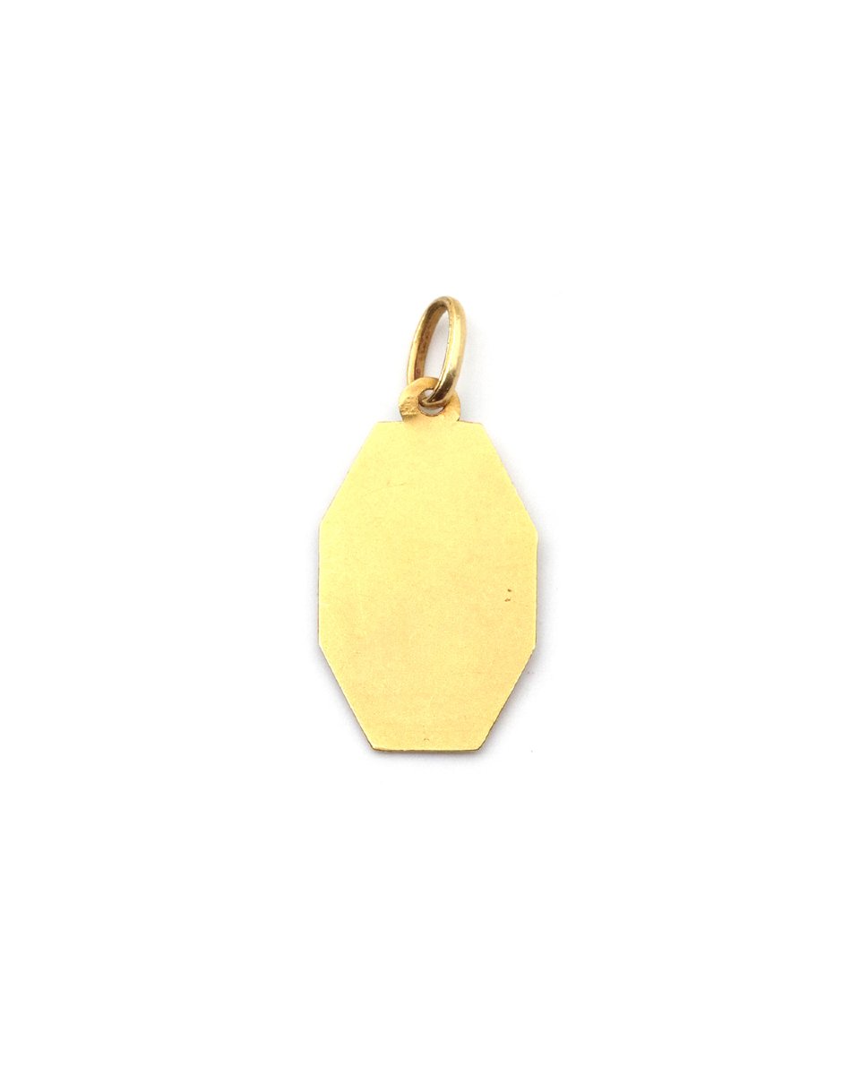 Pendentif Art Deco Vierge Marie en or 18 karats et platine, médaille religieuse-photo-1
