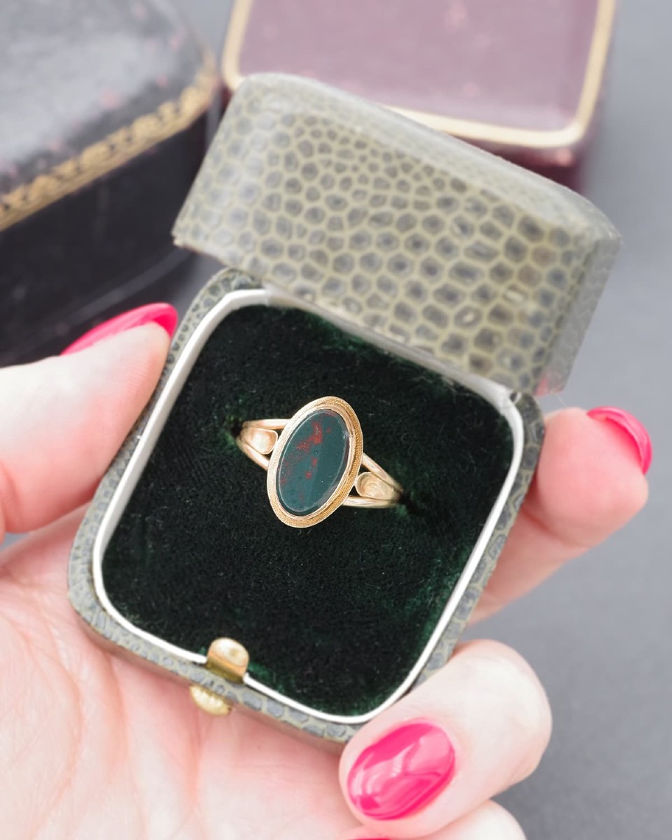 Bague secret jaspe sanguin en or 18k, bague poison, bague française, bague chevalière-photo-7