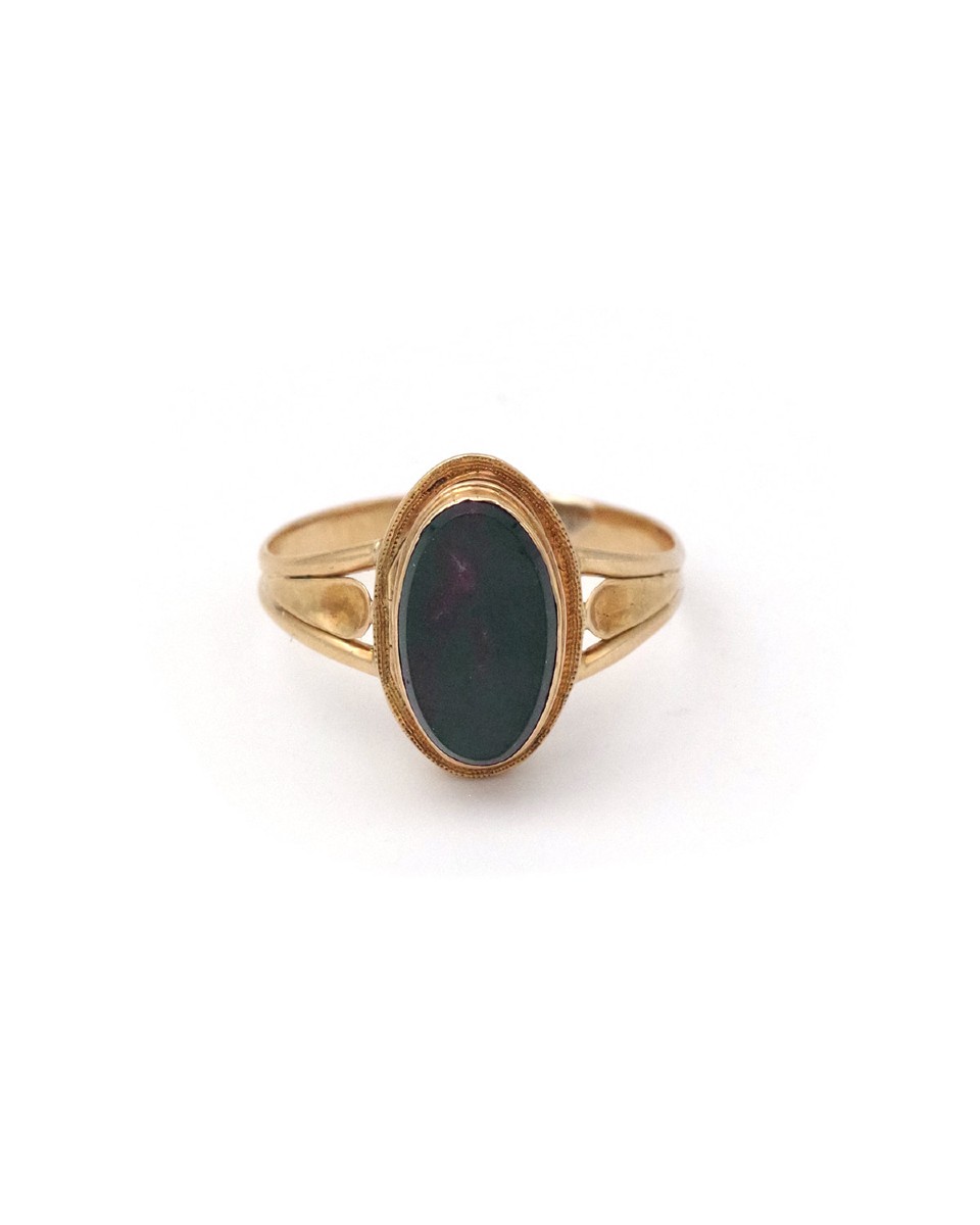 Bague secret jaspe sanguin en or 18k, bague poison, bague française, bague chevalière