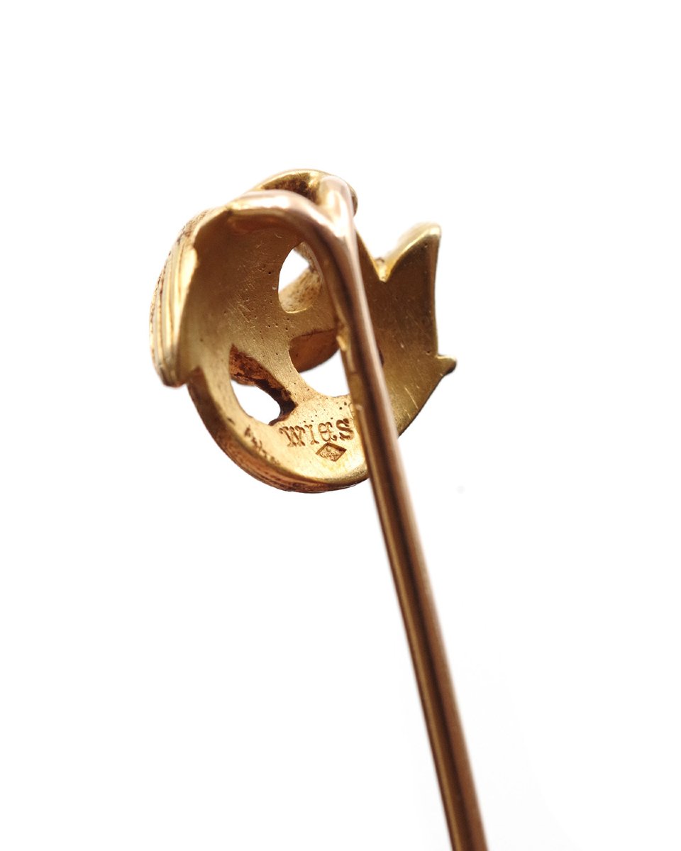 Wiese Dragon Pin In 18k Gold, Tie Pin Signed Louis Wiese, Neo-gothic-photo-2