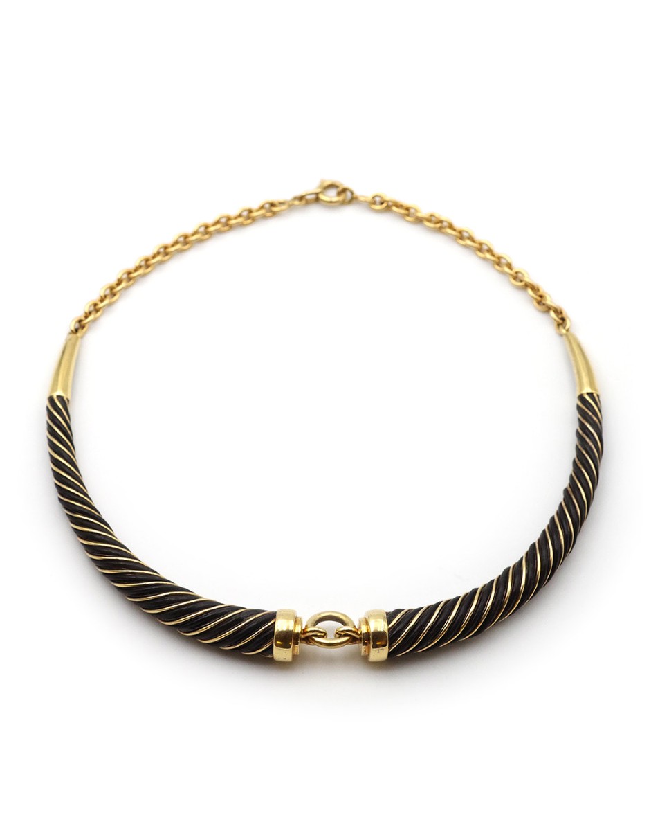 Gay Freres Torque Necklace 18 Karat Gold And Silver Torque, Seventie's Necklace
