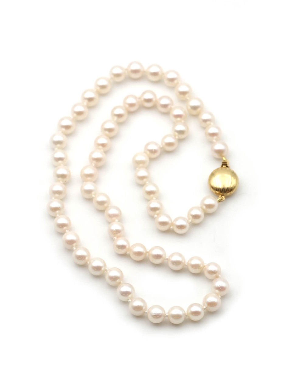 Jka Cultured Pearl Necklace With 18 Karat Gold Clasp, 6mm Diameter, Kohle & Co