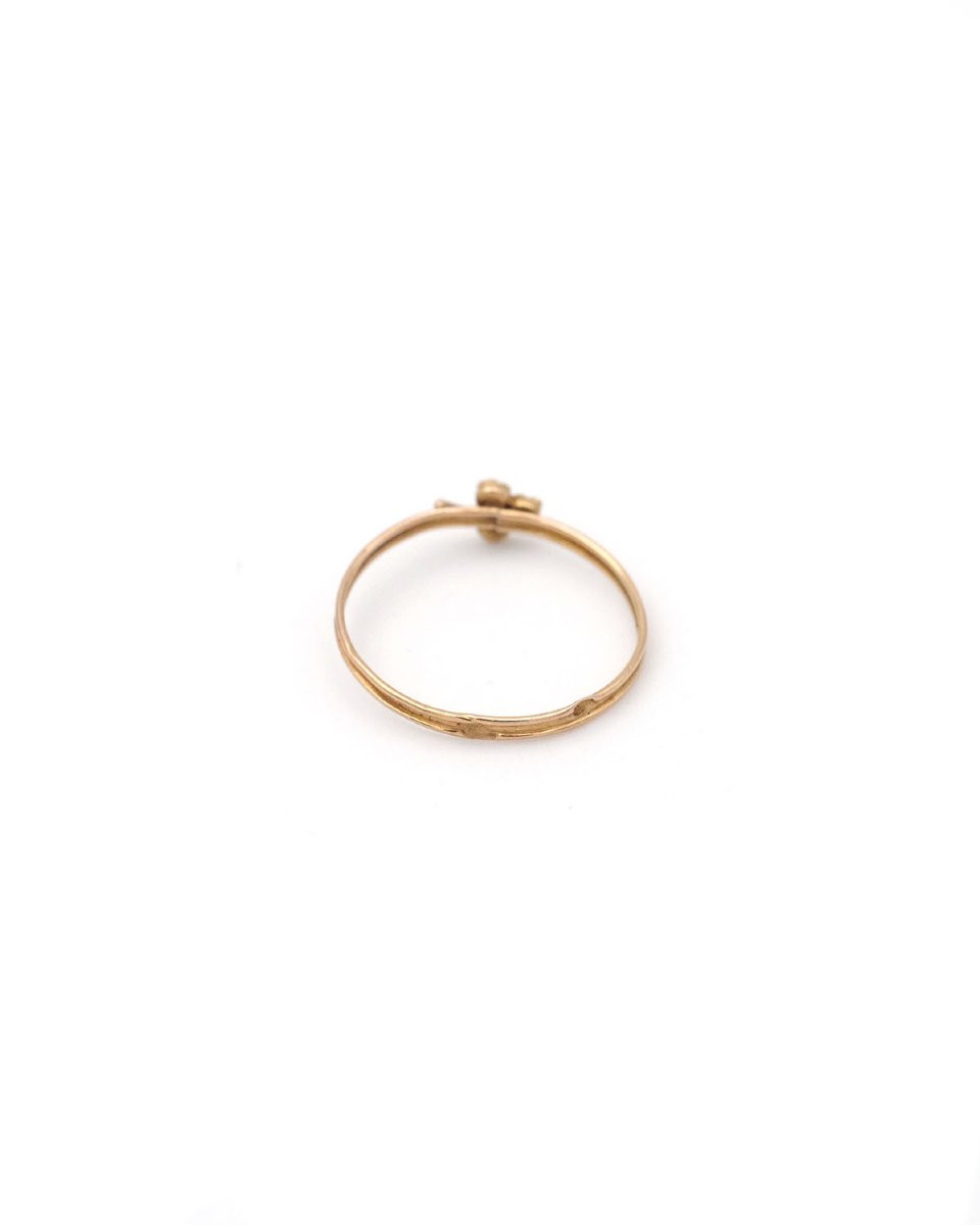 Bague porte-bonheur trèfle en or 18k, bague ancienne, bague fine, bijou ancien français -photo-4