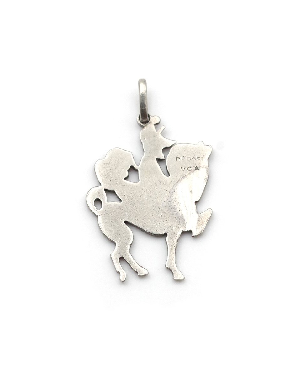 Lucky Charm Van Cleef And Arpels "the 3 Inseparables" Enameled In Styptor, Art Deco Charm-photo-2