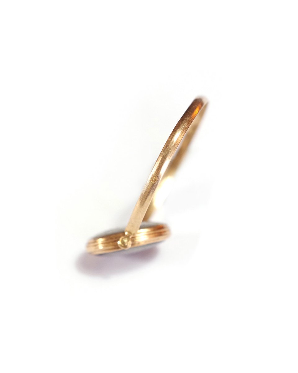 Bague de sentiment en or 18k, bague pivotante, portrait sur nacre, pensée fleur, pensez à moi-photo-4