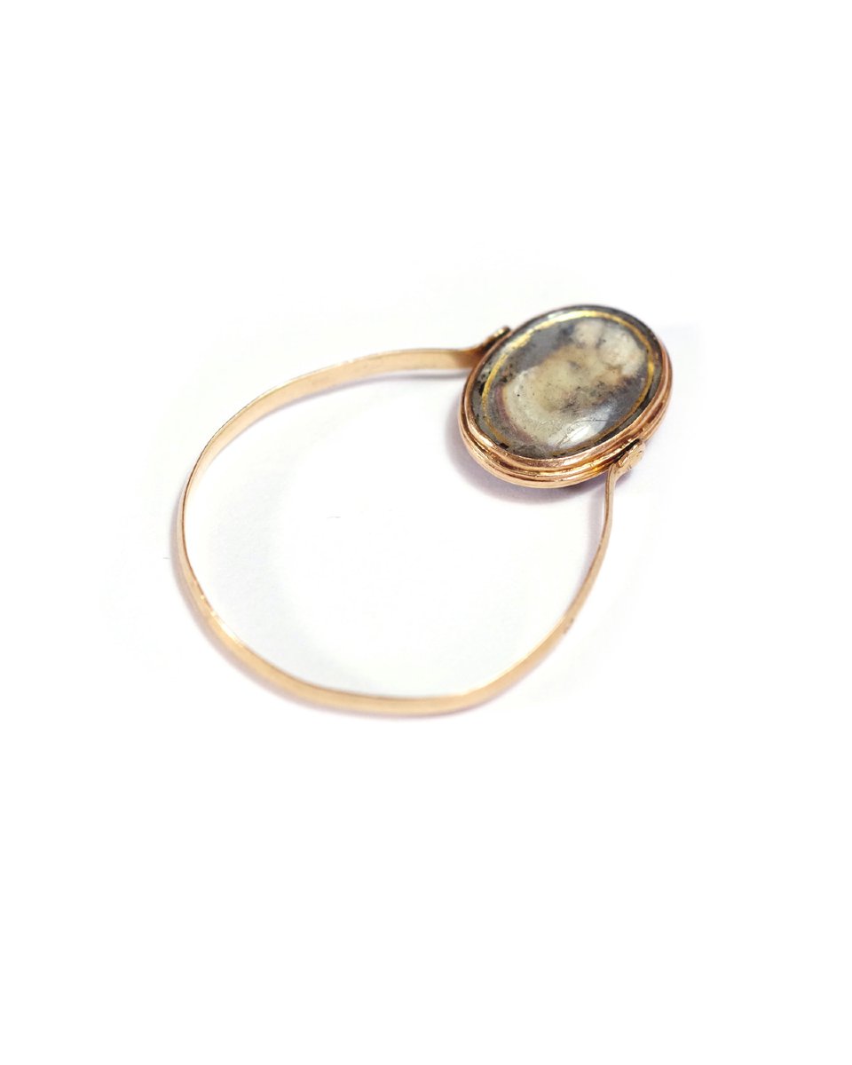 Bague de sentiment en or 18k, bague pivotante, portrait sur nacre, pensée fleur, pensez à moi-photo-6