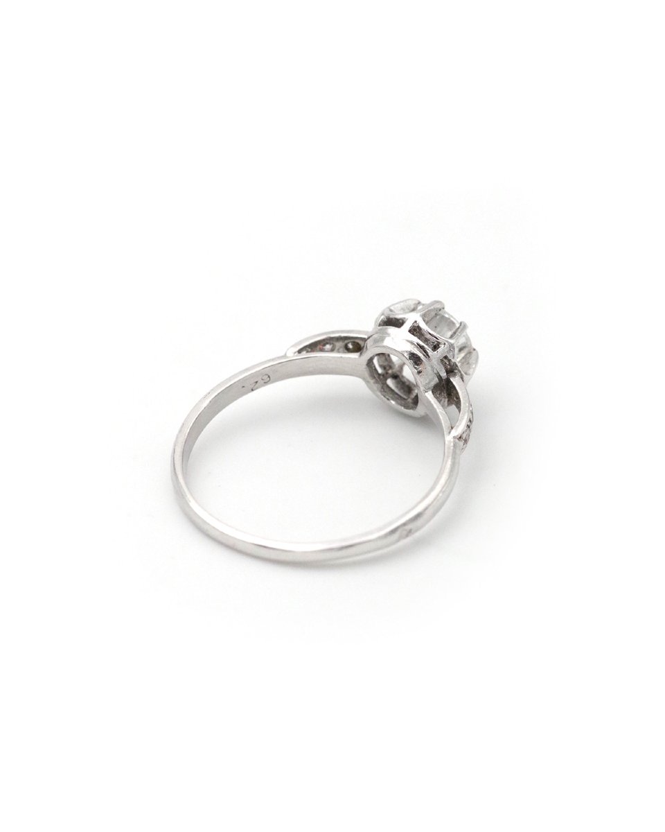 French Art Deco 0.61 Ct Diamond Platinum Solitaire Ring, Platinum Ring, Wedding Ring-photo-2