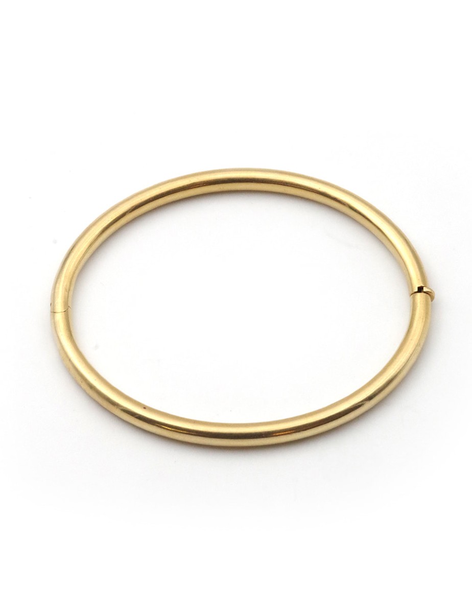 Bracelet jonc vintage en or creux 18k, jonc en or d'occasion, bijou vintage, bijou Paris