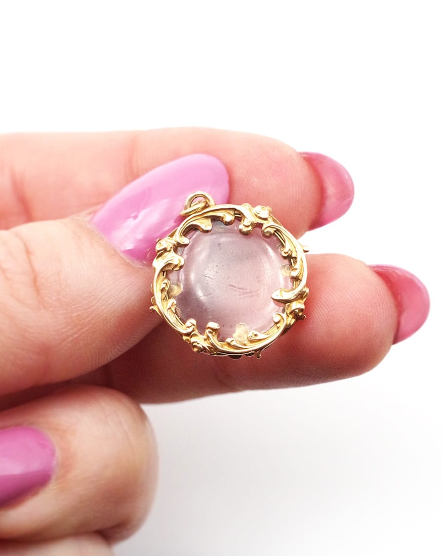 Victorian Locket Charm Pendant In 18k Gold, Charm Pendant, Foliage, Edwardian Locket Pendant