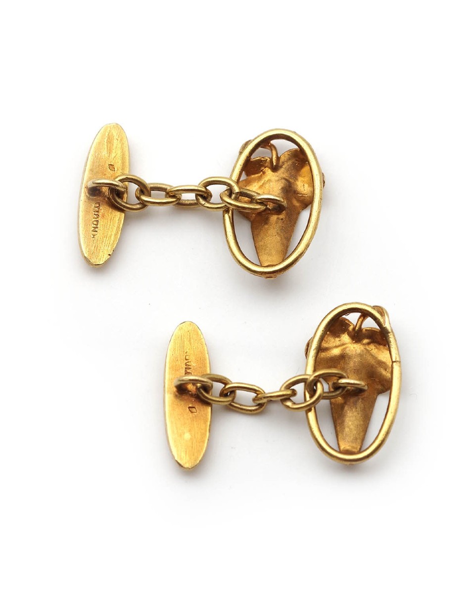 Boutons de manchette Art Nouveau signés Arnould en or 18k, bijou pour homme, bijou ancien -photo-4