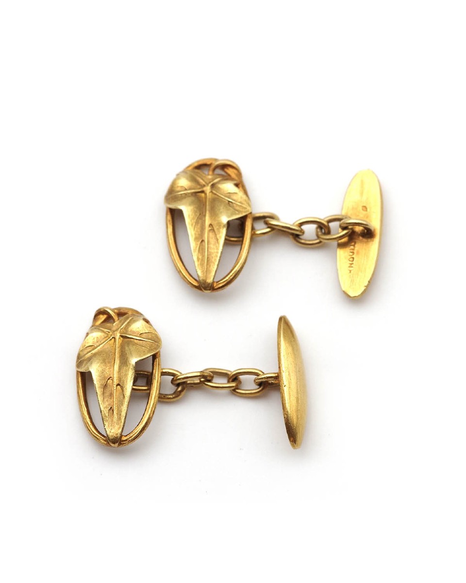 Boutons de manchette Art Nouveau signés Arnould en or 18k, bijou pour homme, bijou ancien 