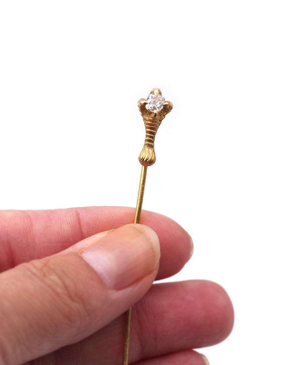 Épingle diamant serre d'aigle en or 18k, diamant taille coussin 0.25 ct, bijou animal-photo-2
