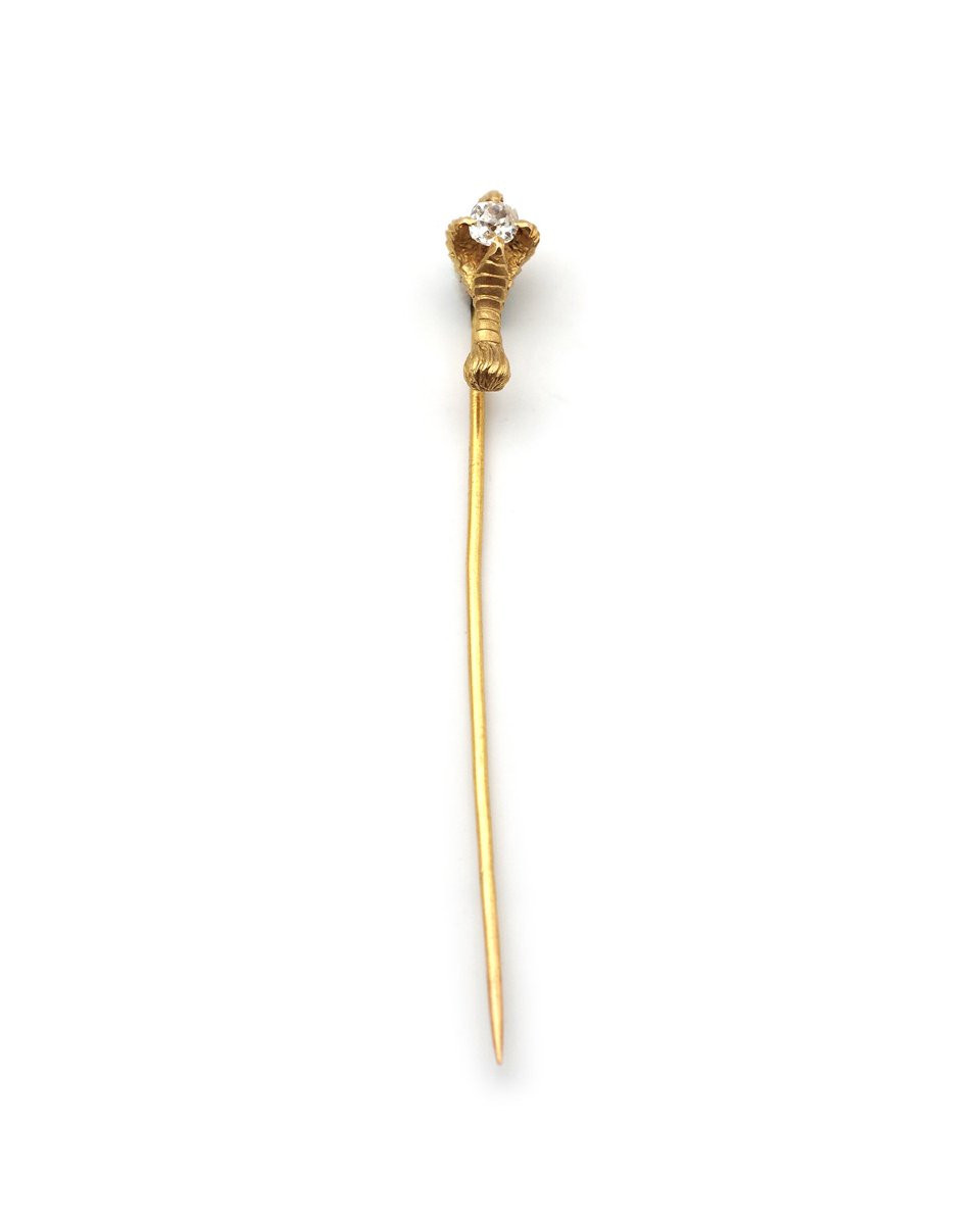 Épingle diamant serre d'aigle en or 18k, diamant taille coussin 0.25 ct, bijou animal-photo-4