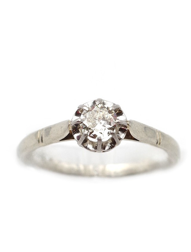 0.23 Ct Diamond Solitaire Ring In Platinum, Art Deco Solitaire Ring, Art Deco Jewelry