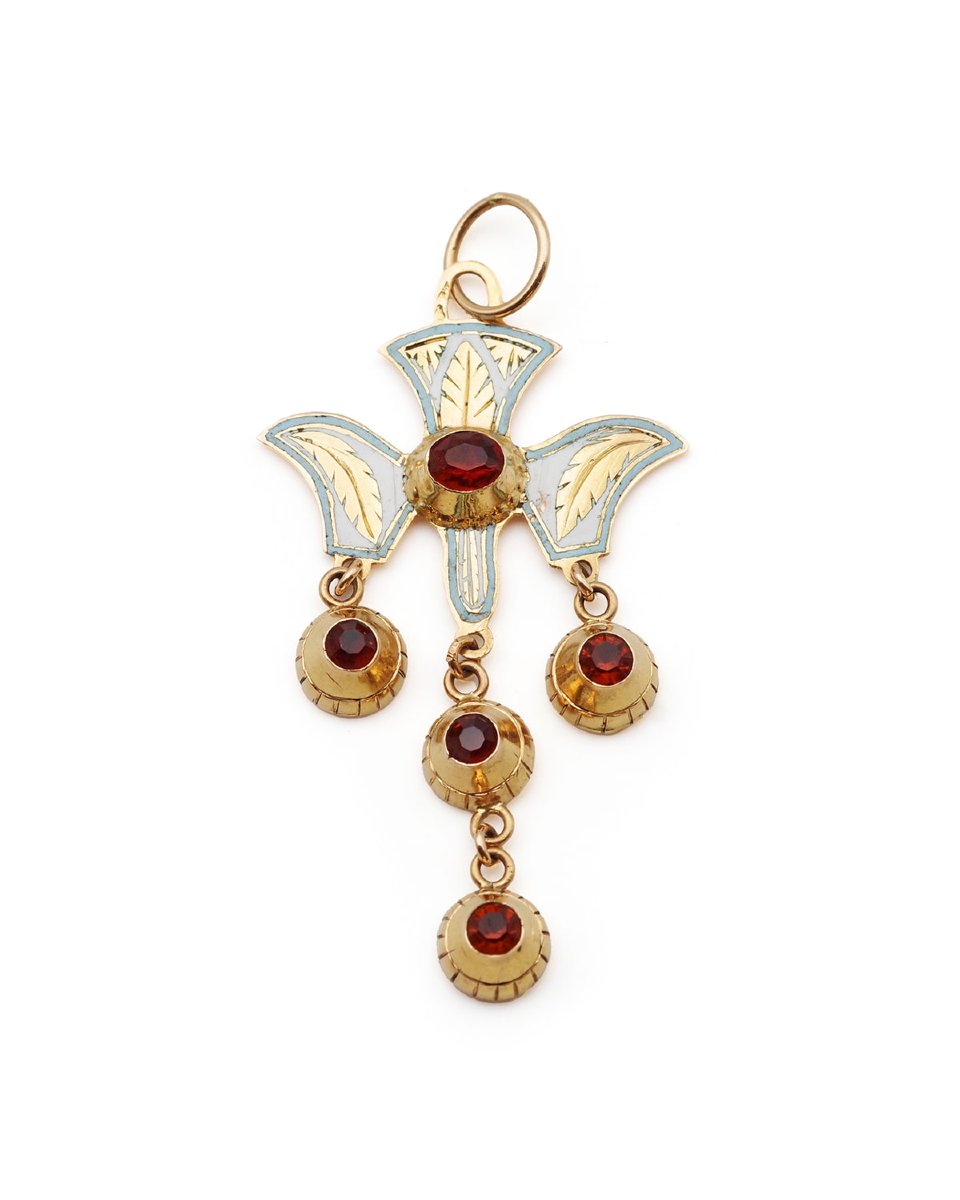 French Antique Enmaled Holy Spirit Puy En Velay In 18k Gold, Religious Pendant-photo-3