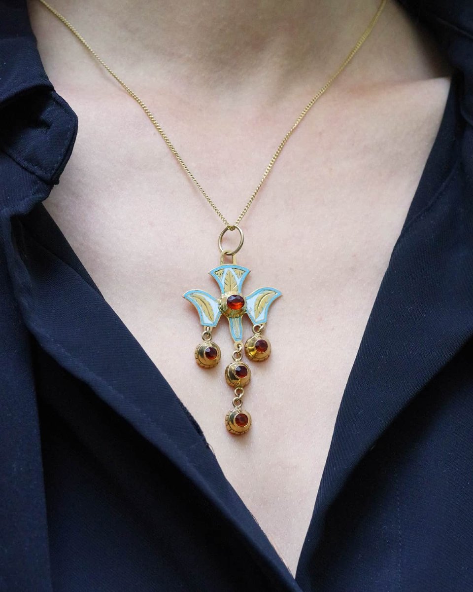 French Antique Enmaled Holy Spirit Puy En Velay In 18k Gold, Religious Pendant-photo-1