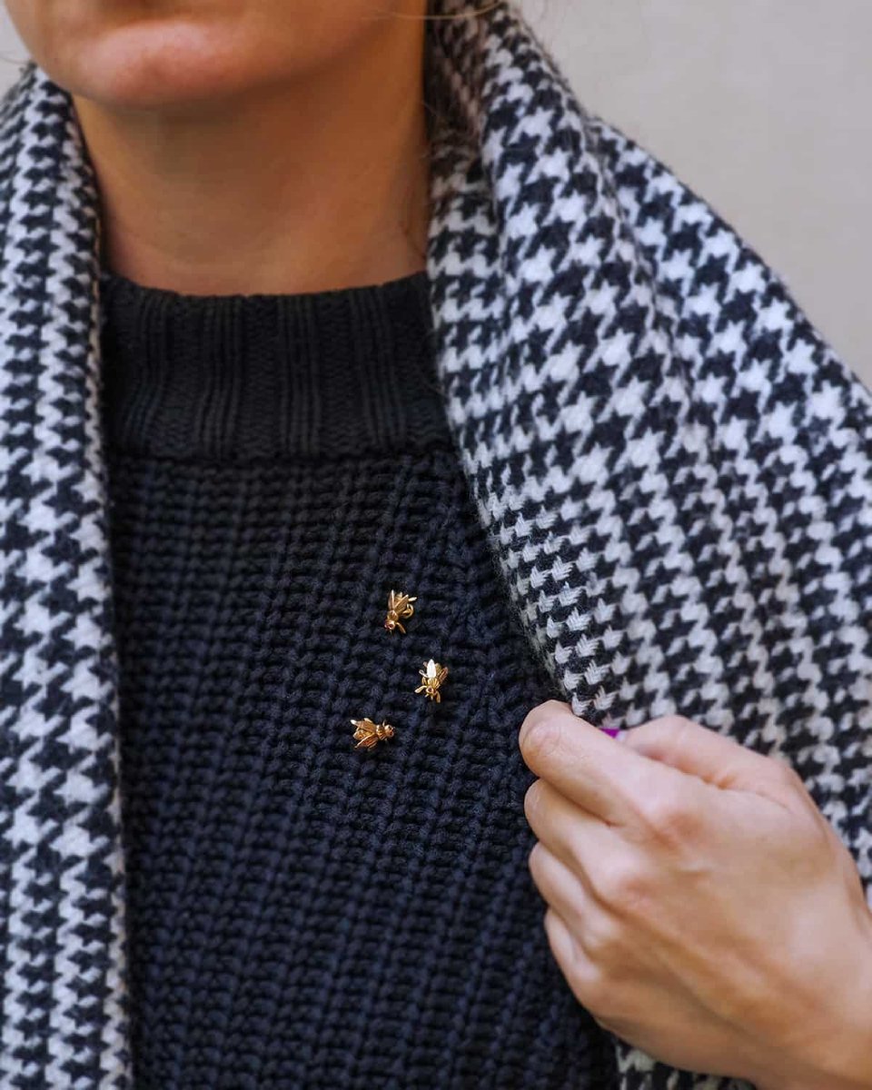 Broche pin's abeille à vis en or 18, broche insecte, bijou ancien | Maison Mohs-photo-4