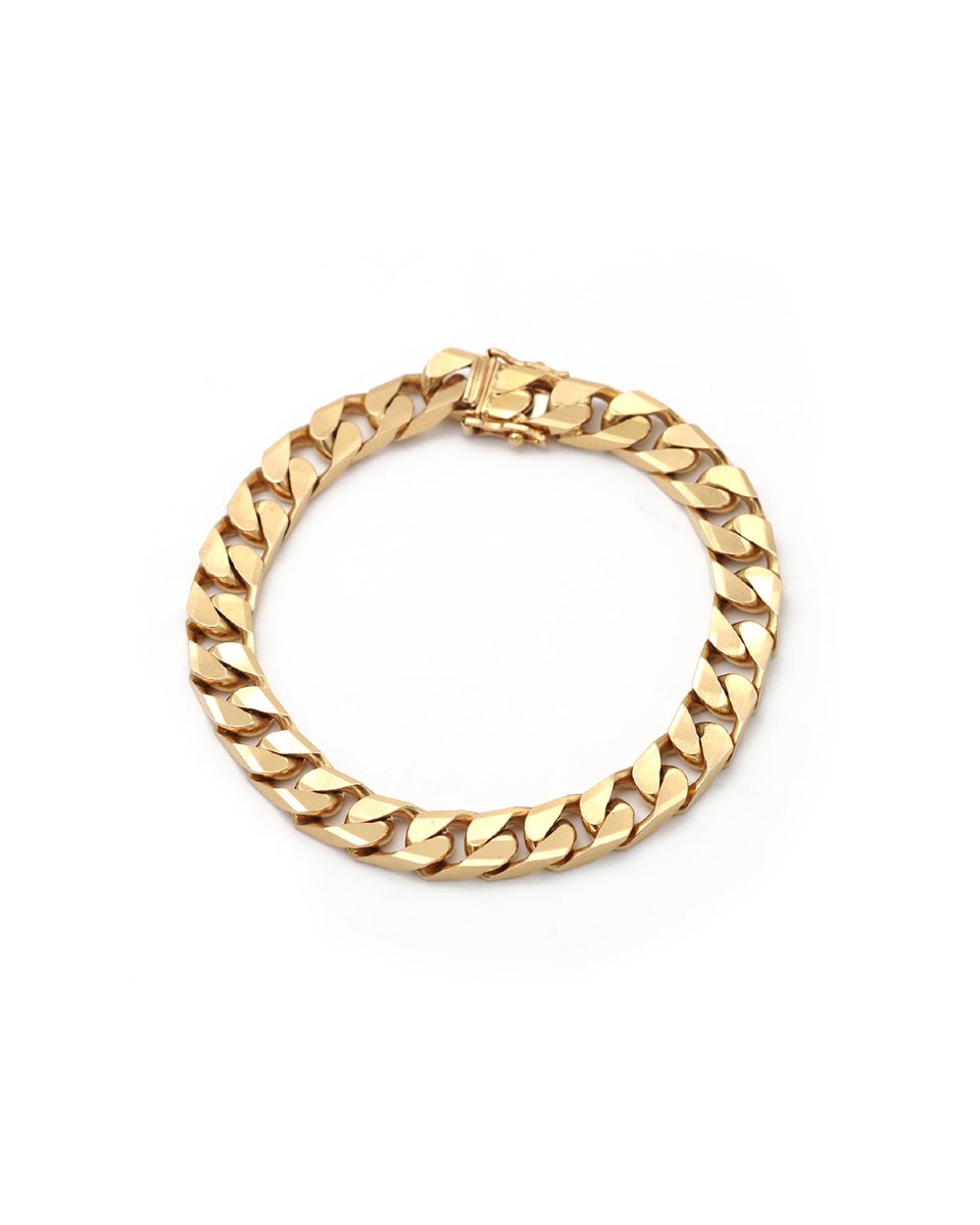 Solid 18k Gold Curb Chain French Bracelet, Vintage Massiv Gold Bracelet, Vintage Jewelry -photo-3