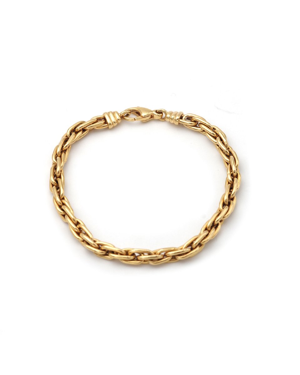 Bracelet vintage en or 18k, bracelet maille ovale entrelacs, bijou vintage-photo-3