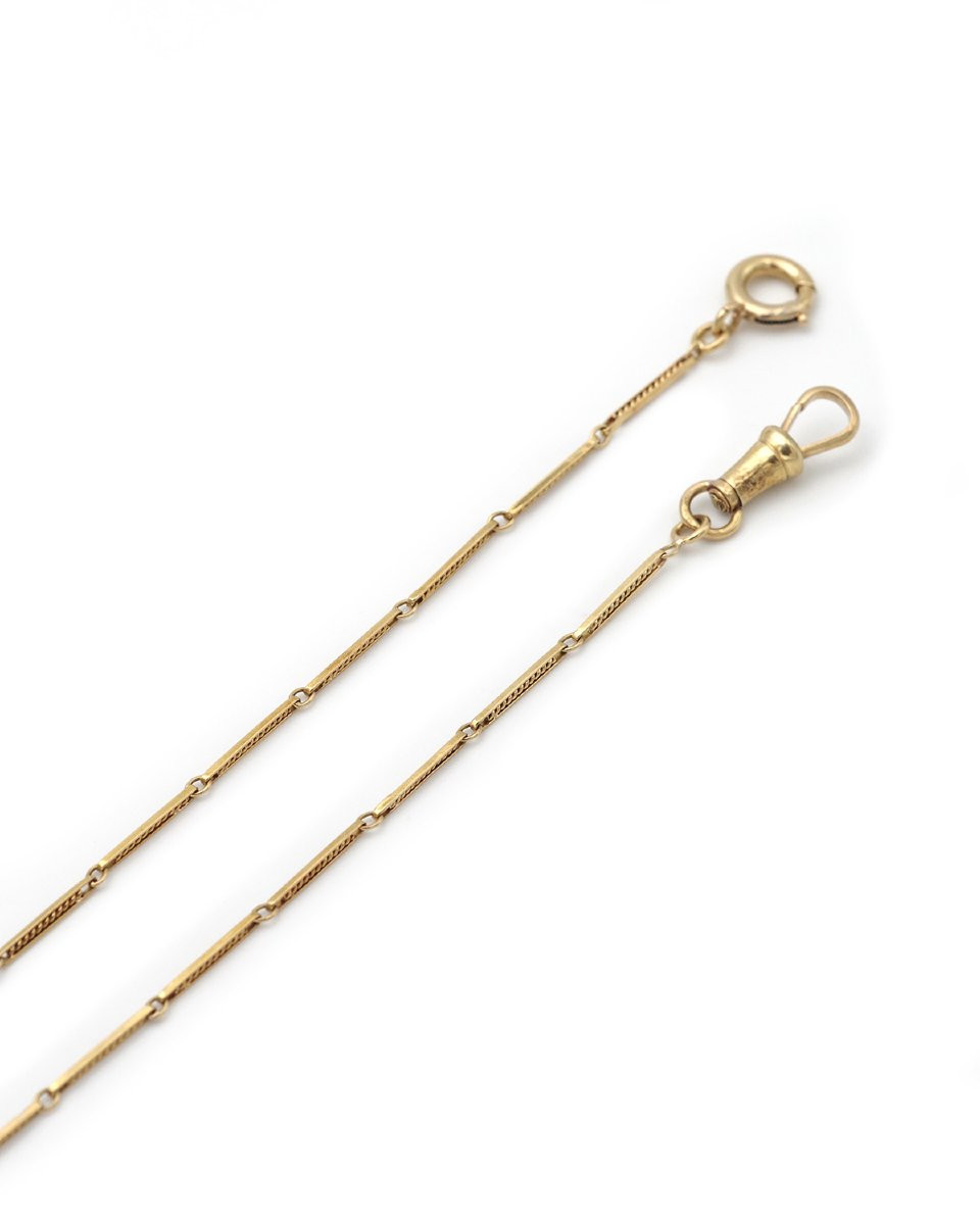 Chaine torsadée ancienne en or 18k, chaine de montre ancienne, collier choker -photo-2