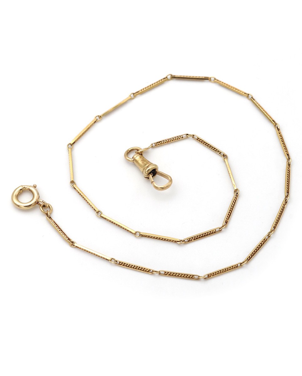 Chaine torsadée ancienne en or 18k, chaine de montre ancienne, collier choker 