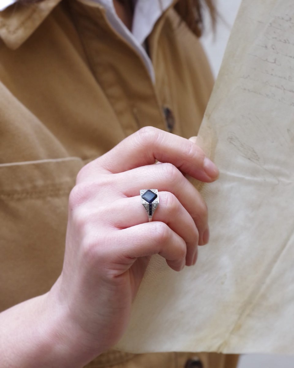 Art Deco Square Sapphire And Diamond Ring In Platinum, Geometric Ring, Natural Sapphire 1.72 Ct-photo-1