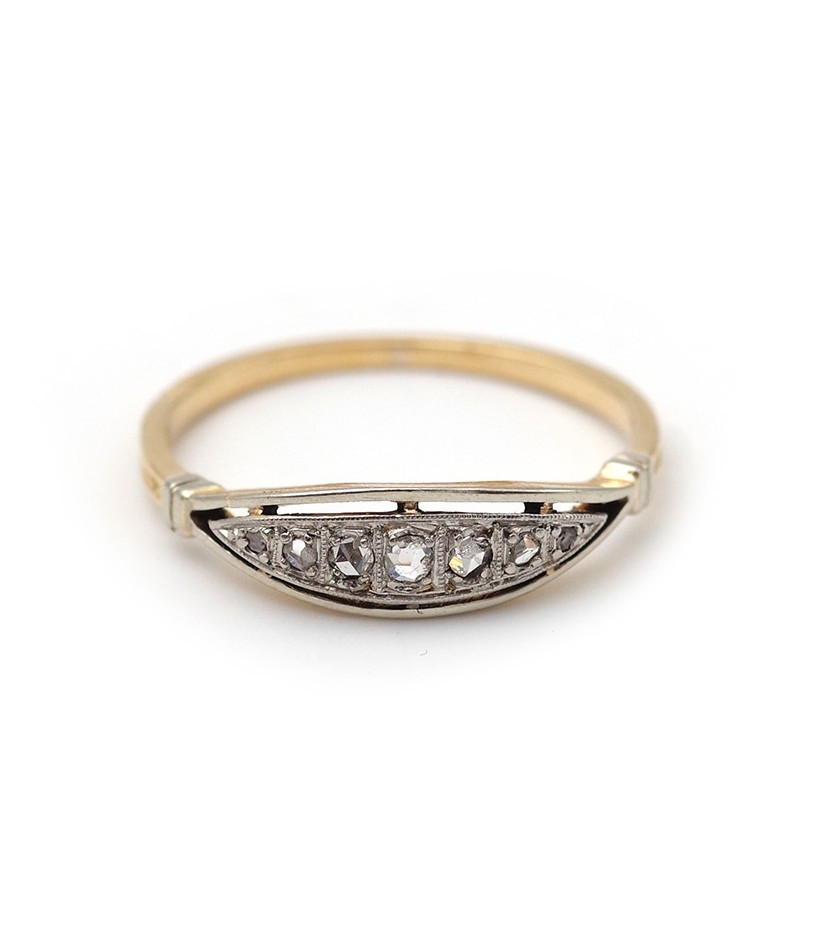 0.14 Ct Diamond Band Ring In 18k Gold And Platinum, Edwardian Ring