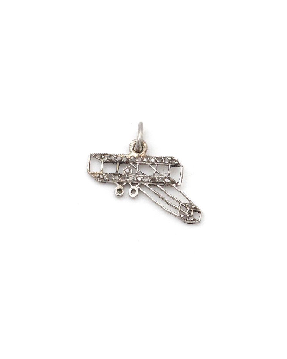 Edwardian Airplane Charm Pendant By Cartier, 1910, Patriotic Charm -photo-3