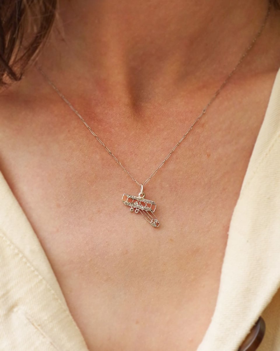 Edwardian Airplane Charm Pendant By Cartier, 1910, Patriotic Charm -photo-4